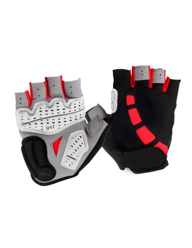 Gants de cyclisme demi-doigts  L noir et rouge