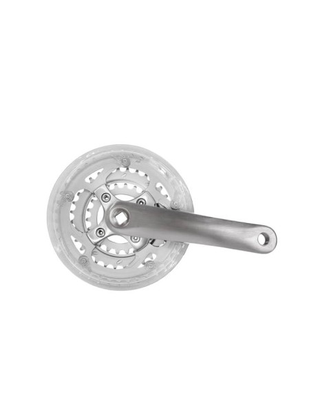 Pédalier en aluminium 24/34/42 avec Protection de chaîne Transparente