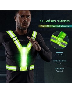 Gilet Réfléchissant LED rechargeable par USB 2