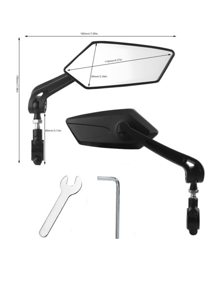Paire de rétroviseur vélo orientable avec bras articulé