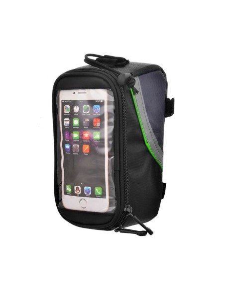 Sacoche de cadre de vélo pour smartphones noir et vert