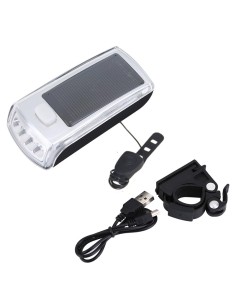 Éclairage Avant avec Sonnette rechargeable avec énergie solaire et USB