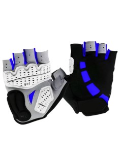Gants de cyclisme demi-doigts L noir et bleu