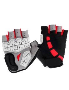 Gants de cyclisme demi-doigts L noir et rouge