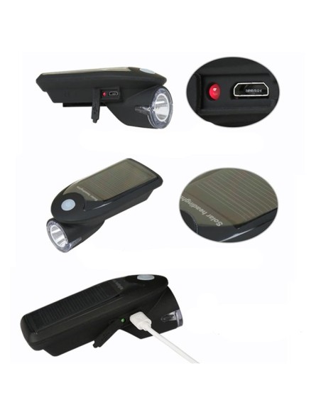 Éclairage avant FY-307 rechargeable avec énergie solaire et USB