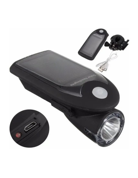 Éclairage avant FY-307 rechargeable avec énergie solaire et USB