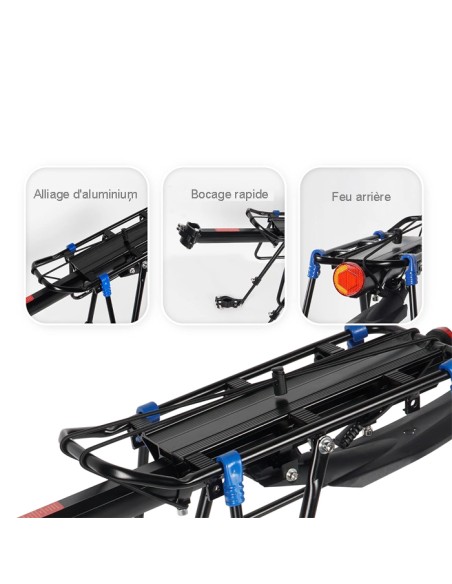 Porte bagage vélo Aluminium sur tige de selle avec Réflecteur