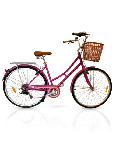 Vélo de ville Rodeo 6026 C6V avec panier rose