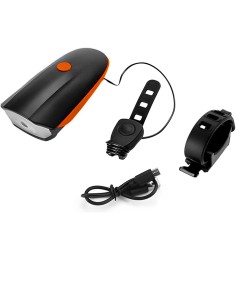 Éclairages avant de vélo LED avec klaxon 120 dB noir et...