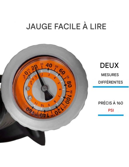 Pompe à pied de vélo pour vélo avec manomètre