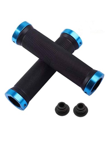 Paire de poignée guidon de vélo noir et bleu
