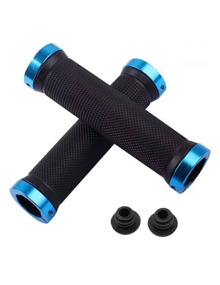 Paire de poignée guidon de vélo noir et bleu