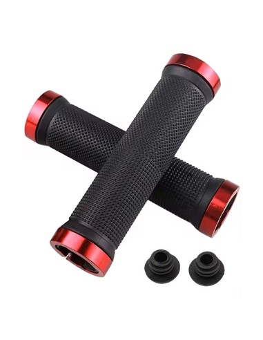 Paire de poignée guidon de vélo avec embouts rouge