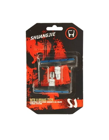 Shuangjie patin de frein de vélo bleu